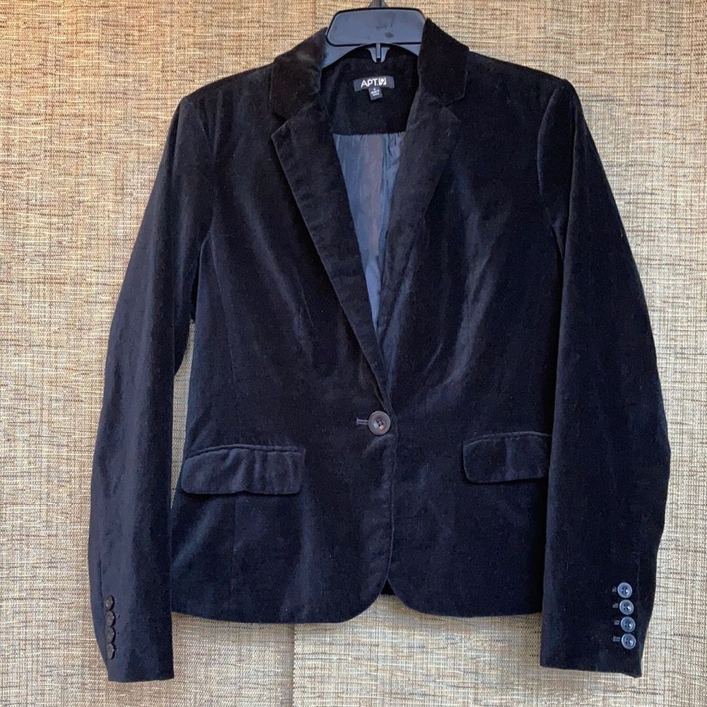 APT9 cotton velvet black fitted jacket